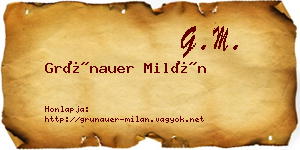 Grünauer Milán névjegykártya